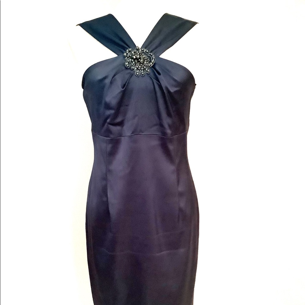 David Meister
Stretch Satin Cocktail Dress
Size: 10
Color: BLUE/GREY